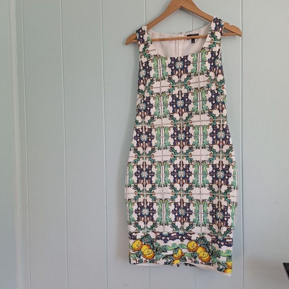 The Limited Womens Dress 4 Tall Multicolor Plaid Abstract Lemons Casual Zip Up
